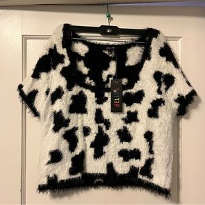 NWT Dolls Kill Delia’s Cow Print Fuzzy Sweater Size XXL